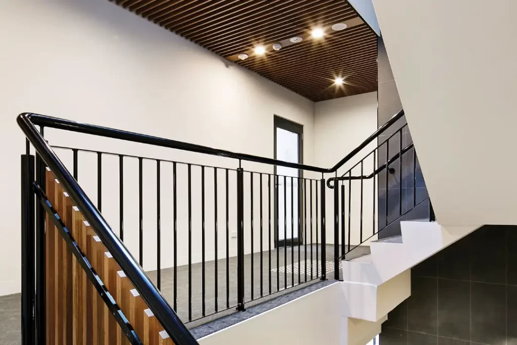 Interior of Marley House showcasing dry fire protection installation and building occupancy system